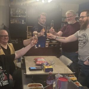 A photo of the founding members at their first game